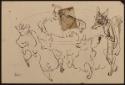 Arthur Lismer, 1885 - 1969
Untitled (pigs and wolf), 1932
pen and ink on paper
10.2 x 15.3 c…