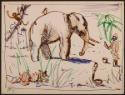 Arthur Lismer, 1885 - 1969
Untitled (elephant, monkey, tiger, snake and man)
marker on paper
…