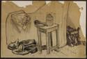 Arthur Lismer, 1885 - 1969
Untitled (dog behind chair)
pen and ink, graphite, charcoal, marke…