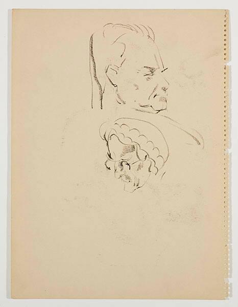 Colin Mawson and unknown figure (R); Untitled (profile of a woman)