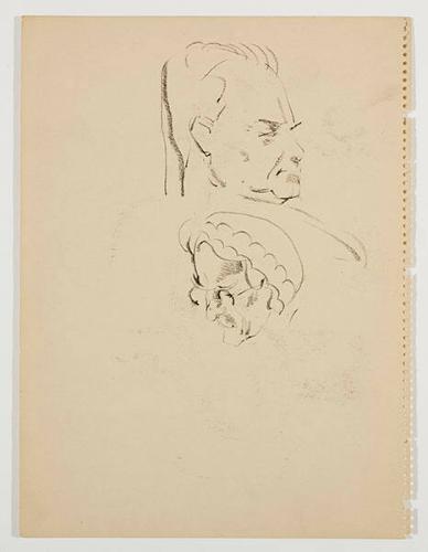Colin Mawson and unknown figure (R); Untitled (profile of a woman)