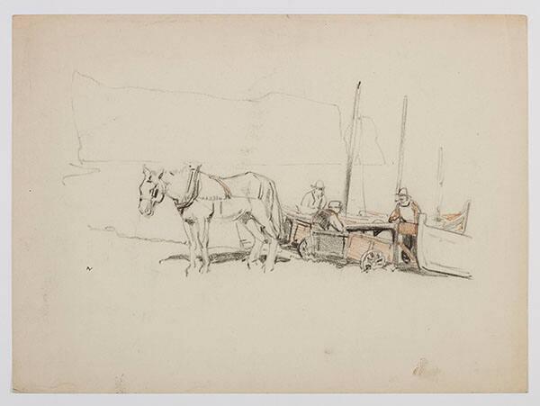 Untitled (horse, carts, and men)