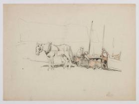 Untitled (horse, carts, and men)