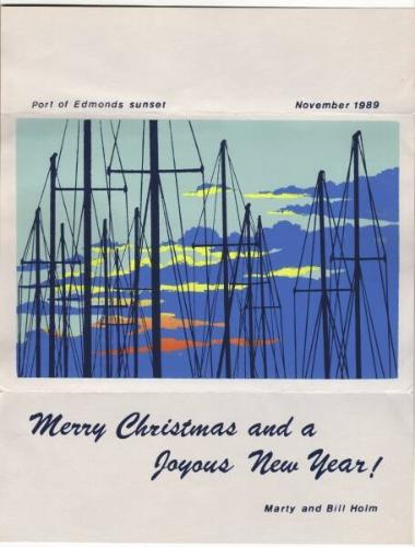 Bill Holm (American, born 1952)
Merry Christmas and a Joyous New Year! / Port of Edmonds sunse…