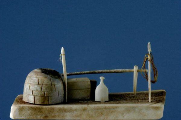 Igloo Camp Scene (igloo, drying rack, snow shovel, and harpoons)
