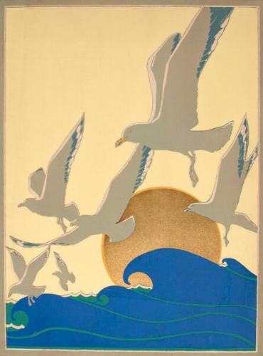 Seagulls Flying Over Waves, design for CN poster