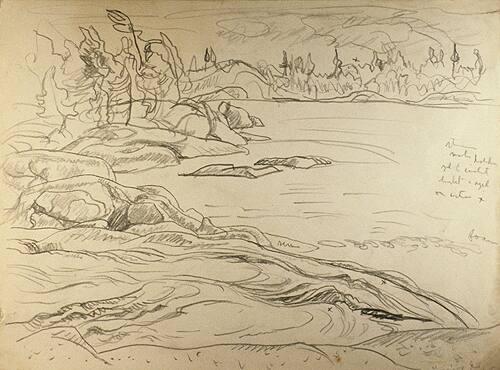 Nice Island [?] (R); Untitled (water's edge - Leech Lake [?] (V)