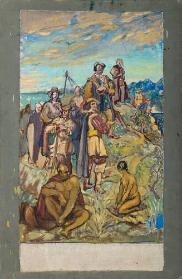 Oil Sketch for Explorers and Builders of Canada Panel