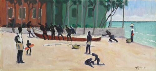 Hauling up the Fishing Boats,Barbados