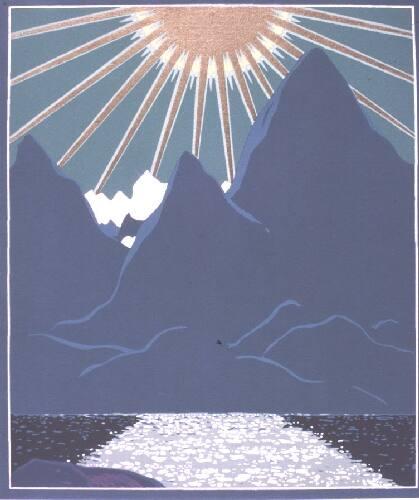 Mountain With Sunburst, design for CN poster