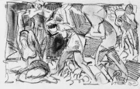 Untitled (figures carrying bags)
