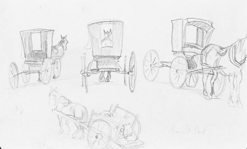 Studies of a Horse and Carriage