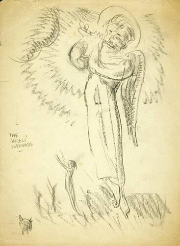 The Angel's Serenade (R); Untitled (caricature of man's face)  (V)