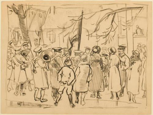 Band on the Street (R); Untitled (three women in bathing costumes)  (V)