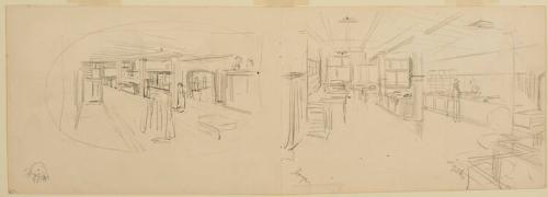 Untitled (two sketches of a department store interior) (R); Untitled (store display unit studies) (V)