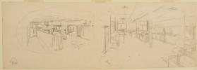 Untitled (two sketches of a department store interior) (R); Untitled (store display unit studies) (V)
