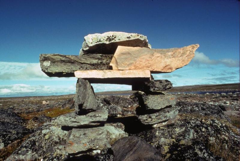 Inunnguaq pointing inland in the Maguse River area.
Keewatin, Nunavut, 1990

The Norman Hall…