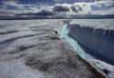 Rivers flowing above and below the ice field. 
Barnes Ice Cap, Central Baffin Island, Nunavut,…