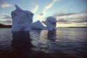 Icebergs out to sea from Kinngait (Cape Dorset). 
Southwest Baffin Island, Nunavut, 1992

Th…