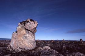Inuksuk at Inuksugalait, an ancient site consisting of over one hundred inuksuit. 
Enukso Poin…